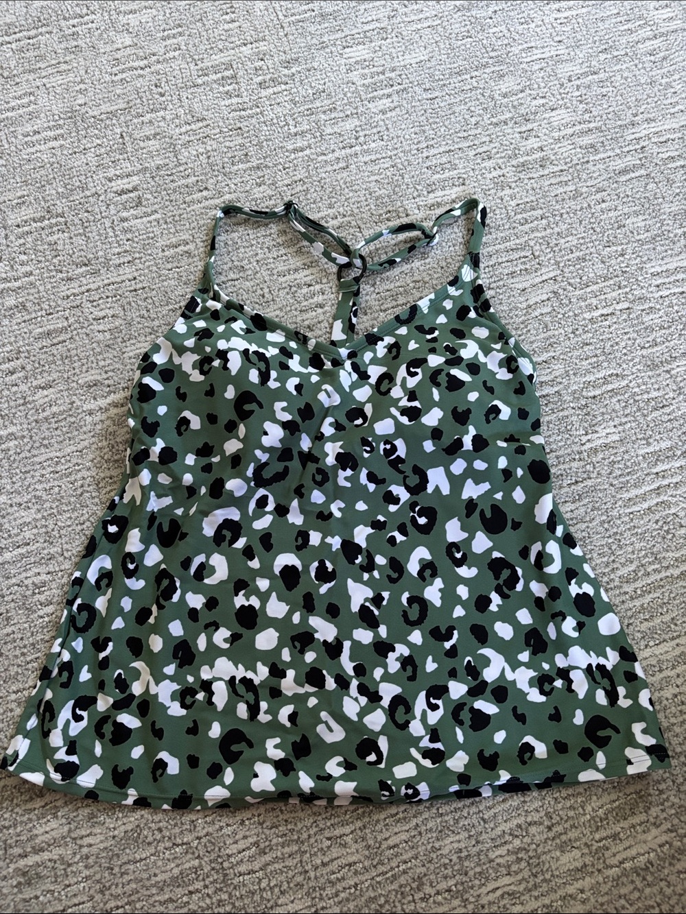 Kona Sol Green Leopard Print Racerback Tankini - never worn